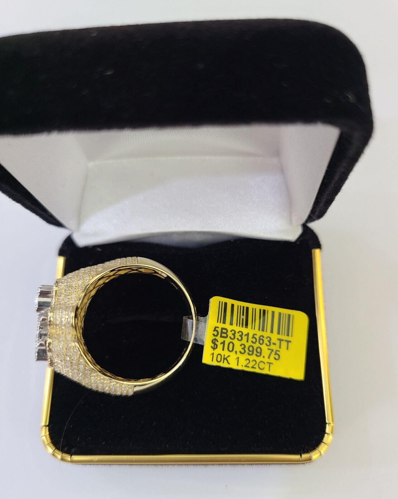 Real 10k Yellow Gold Diamond Ring Plug Socket Shaped Mens Ring - GoldenlinQ